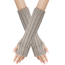 Strikkede fingerløse handsker med tommelfingerhul, unisex håndled