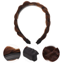 Bandeau en fausse chevelure marron clair pour femme (1 pièce)