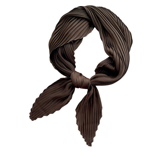 Women's satin square neckerchief brown solid lightweight