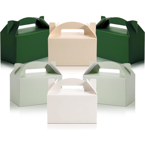 Caixas de presente verde-sálvia com formato de telhado de duas águas, 15,24 x 8,9 x 8,9 cm (6 x 3,5 x 3,5 polegadas), 24 unidades