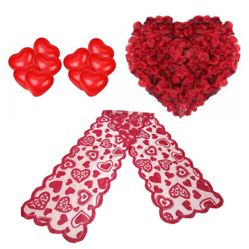 Valentine's Day Decorations Red Rose Petals 2000 Pcs Heart
