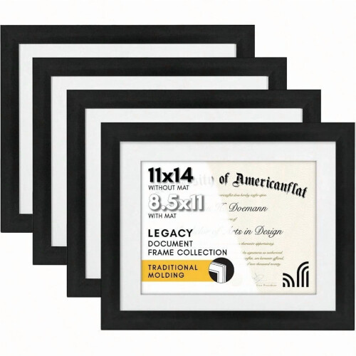 11x14 Black Diploma Frame Set of 4