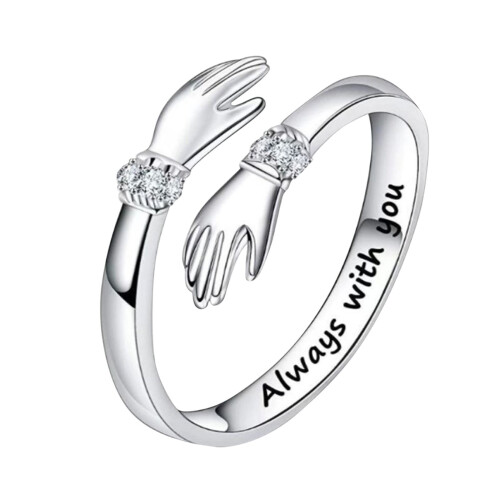 Bague ajustable argentée pour femme, ornée de strass