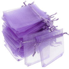 Sachets cadeaux en organza violet à cordon (50 pièces)