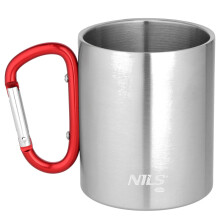 Campingbecher mit Karabiner, 300 ml, Edelstahl