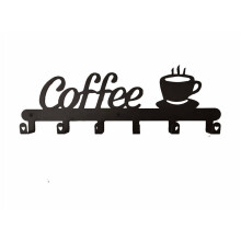 Väggmonterad kaffemugghållare i metall med 4 krokar och