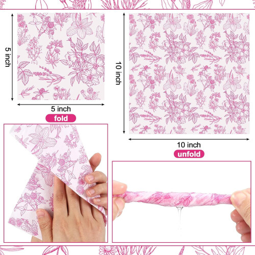 Pink blomsterpapirservietter, 200 stk. 2