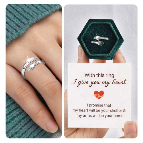 Bague ajustable argentée pour femme, ornée de strass 1
