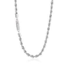 Collier unisexe en acier inoxydable torsadé avec zircon de 6 mm