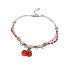 Kirsebærhjerte Resin Choker Halskæde 40+5cm