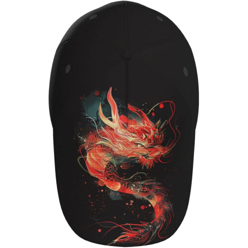 Gorra de béisbol ajustable unisex con estampado de dragón 2