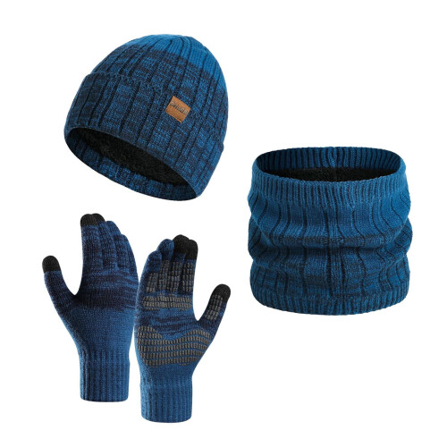 3-teiliges Strickset mit Farbblockmuster: Mütze, Schal, Handschuhe 1