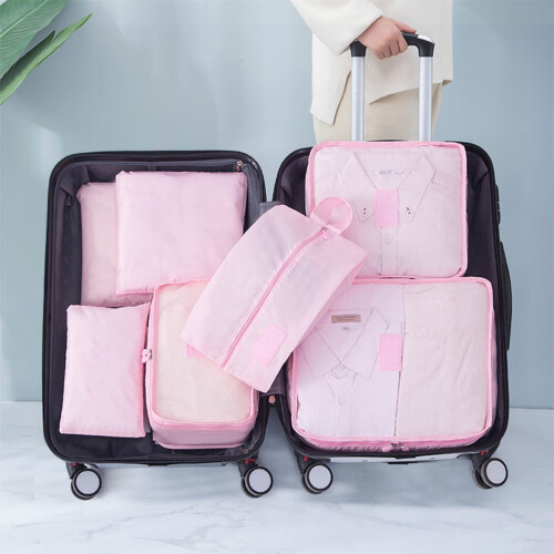 7-teiliges Set rosa Packwürfel – Leichtes Reisegepäck 1