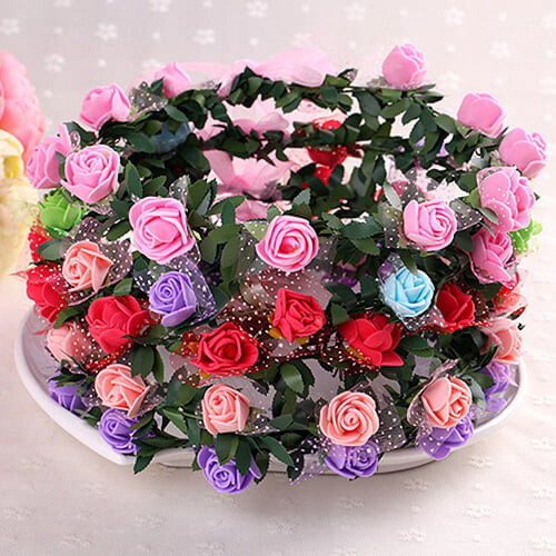Roseblomstkronepannebånd til bryllup og fest 1