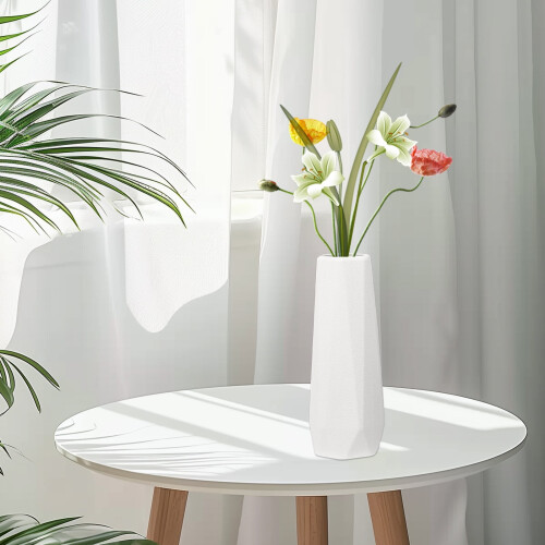 White Plastic Imitation Glazed Vase 20cm 1