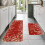 Valentine's Day kitchen mat set red polyester 2 pcs 4