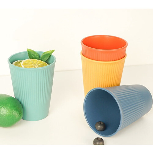 4er-Set Weizenstrohbecher, 370 ml, wiederverwendbar, unzerbrechlich 2