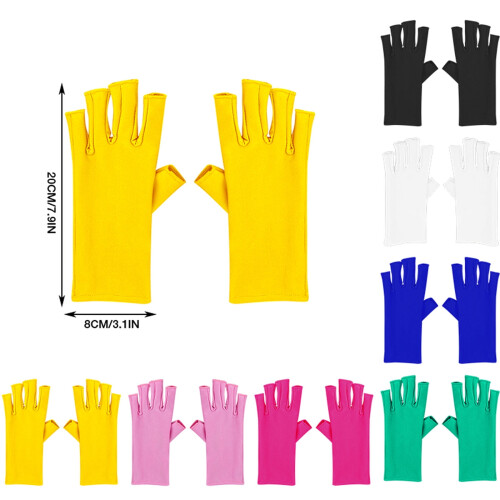 Luvas sem dedos com proteção UV para lâmpadas de unhas em gel e exposição ao sol. 2