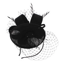 Sophisticated Feather Veil Hat Fashion Fascinators Hat-Black
