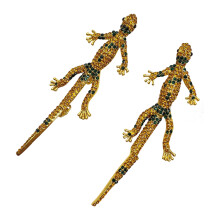 Zarte 9 cm lange Geckos-Ohrringe mit gemischten Materialien-2