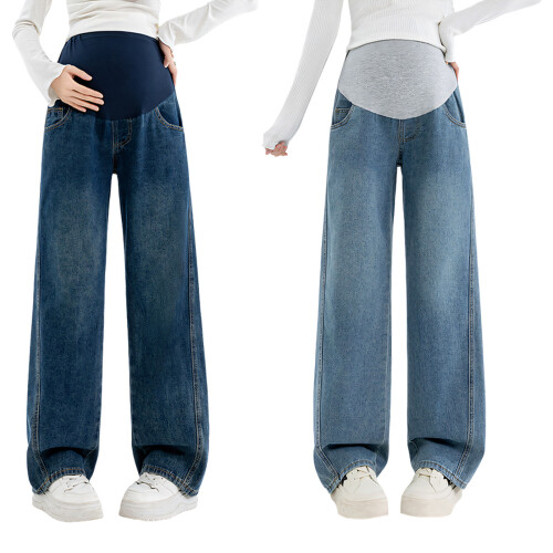 Trendy Pregnancy Fabric Pants Bootcut Maternity-Navy Blue M 1