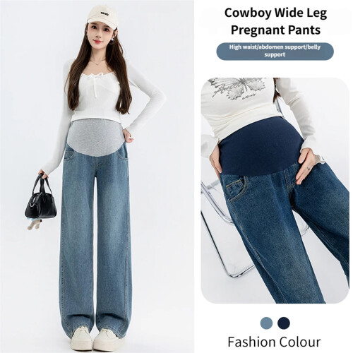 Trendy Pregnancy Fabric Pants Bootcut Maternity-Navy Blue M 2