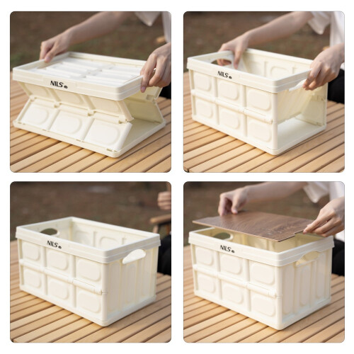 Faltbare Campingbox mit Deckel, 15L, Weiß