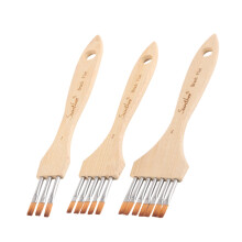 3Pcs Wood Handle Art Brush Multi Head Nylon Bristles-as picture