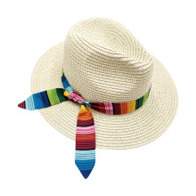 Classical Wide Brims Sun Hat Paper Straw Panama Hat for-Beige M