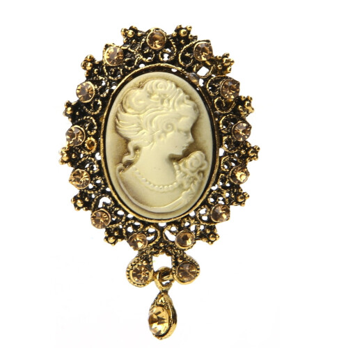 Καρφίτσα καρφίτσας Vintage Cameo – Κράμα αλουμινίου, ασήμι ή χρυσός,