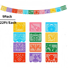 Strings Papel Picado Patrúin Plaisteacha9-Pacáiste12Meicsiceo