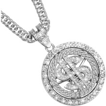 Dollarzeichen-Halskette aus 18-karätig vergoldetem Metall für Herren, 84 cm drehbar