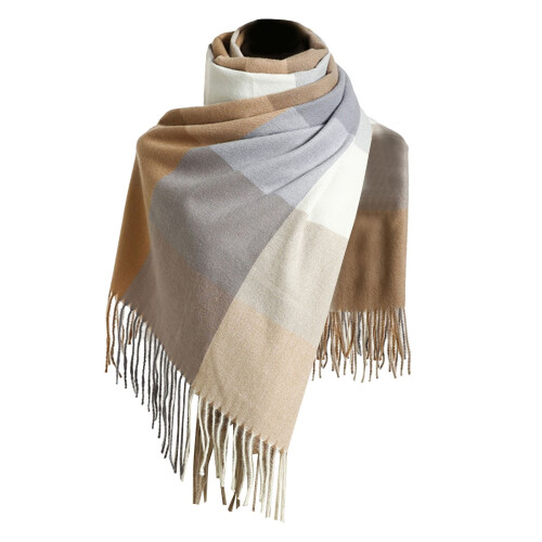 Xale/cachecol feminino xadrez oversized