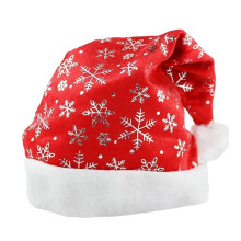 Gorro de Papá Noel rojo con estampado de copos de nieve para adultos unisex.