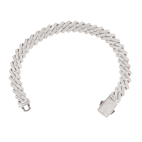 Bracciale a maglie cubane con zirconi, rame, 7" o 8"