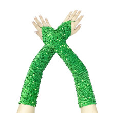 Gants longs en velours ornés de sequins pour femmes