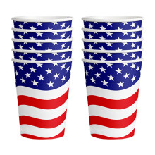 12-pakning engangskopper med det patriotiske amerikanske flagget 473 ml
