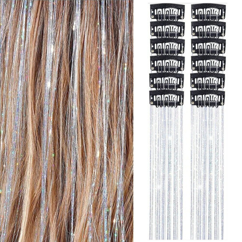 12-delte regnbuefarvede clip-in hårextensions 20 tommer