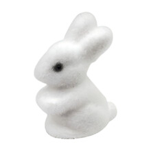 Figur av flokket kanin, hvit, 7,5 cm påskedekorasjon, 1 stk.