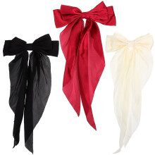 Ensemble de 3 nœuds pour cheveux en tissu noir pour adolescentes, 39 x 20,5 cm