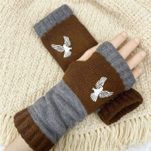 Women's Bird Embroidered Fingerless Gloves Acrylic Blend