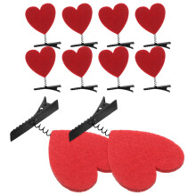 Horquillas rojas con forma de corazón, juego romántico de San Valentín, 10 unidades