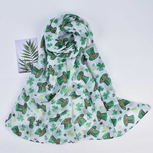 Transparenter Chiffon-Schal mit Kleeblattmuster, Grün, St. Patrick's Day 1