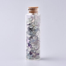 Přívěsek s fluoritovým chipsem a lahvičkou přání 22x71mm (2 ks)