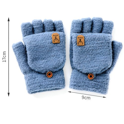 Gestrickte fingerlose Handschuhe mit Klappe, schwarz 2