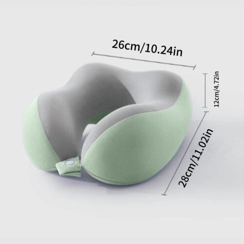 Cuscino da viaggio per il collo a forma di U in memory foam verde chiaro 1