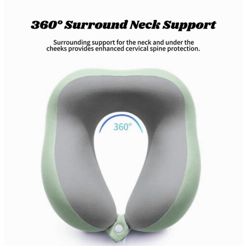 Cuscino da viaggio per il collo a forma di U in memory foam verde chiaro 2