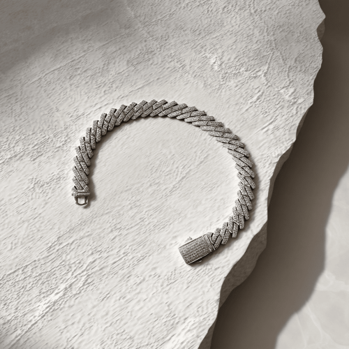 Bracciale a maglie cubane con zirconi, rame, 7" o 8" 2