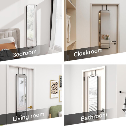 47 x 14 in Wall Mounted Mirror with Black Aluminium Frame 1