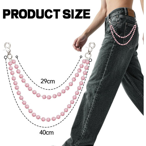 Hose mit Ton- und Strasskette, 40 cm, doppellagig 1